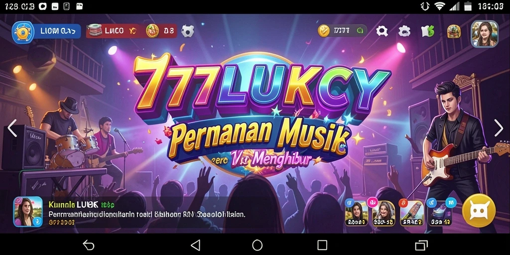 Tampilan gameplay seru dari 777LUKCY dengan musik yang menarik.