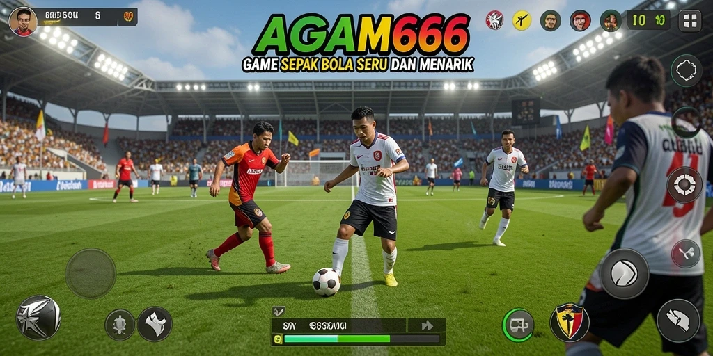 Tampilan gameplay AGAM66 yang menampilkan aksi sepak bola seru.