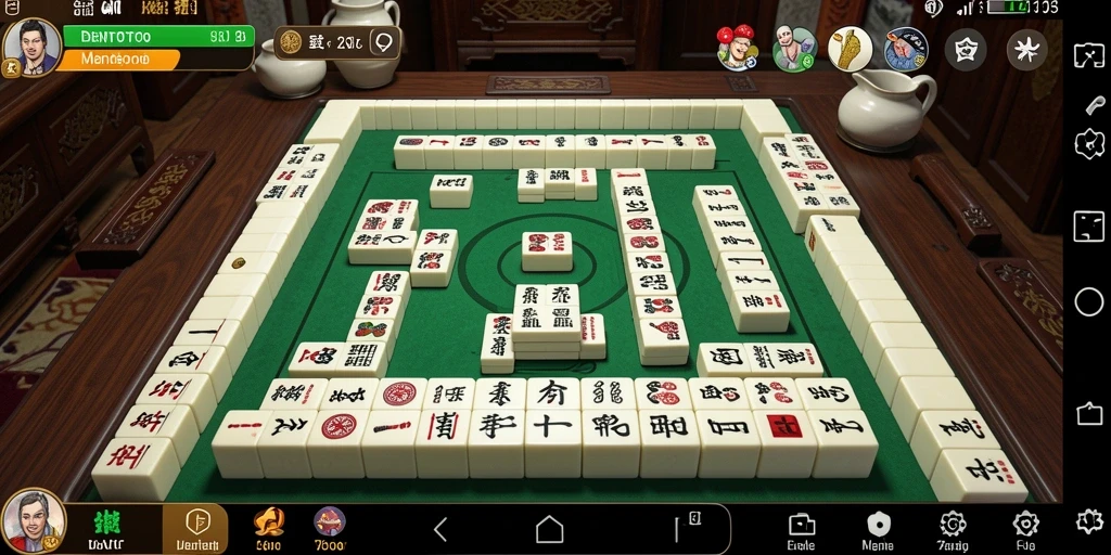 Tampilan gameplay menarik DENTOTO dengan ubin-ubin Mahjong yang berwarna-warni.