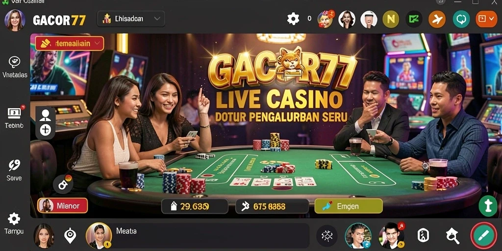Tampilan gameplay live casino GACOR77 yang mendebarkan dan interaktif.