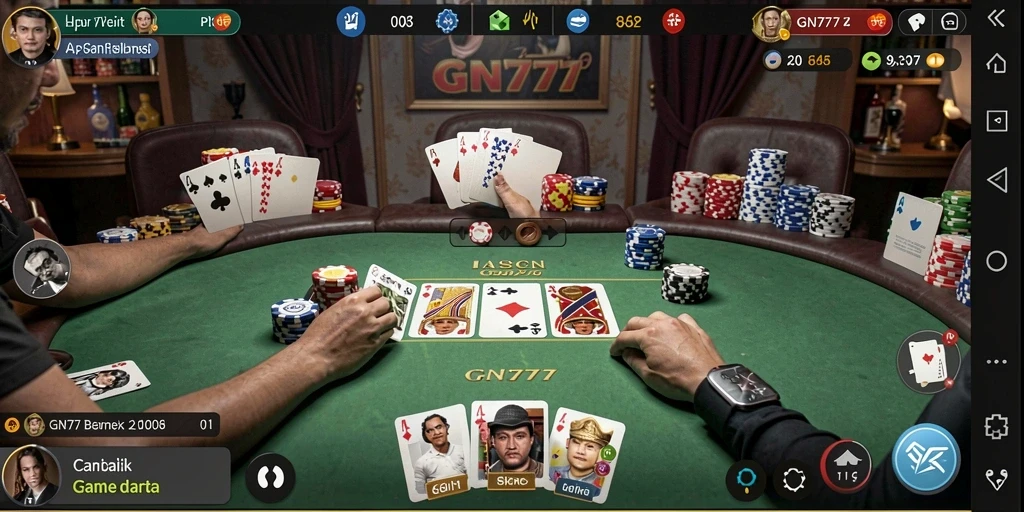 Tampilan menarik dari Gameplay Poker di GN777 dengan pemain real-time.