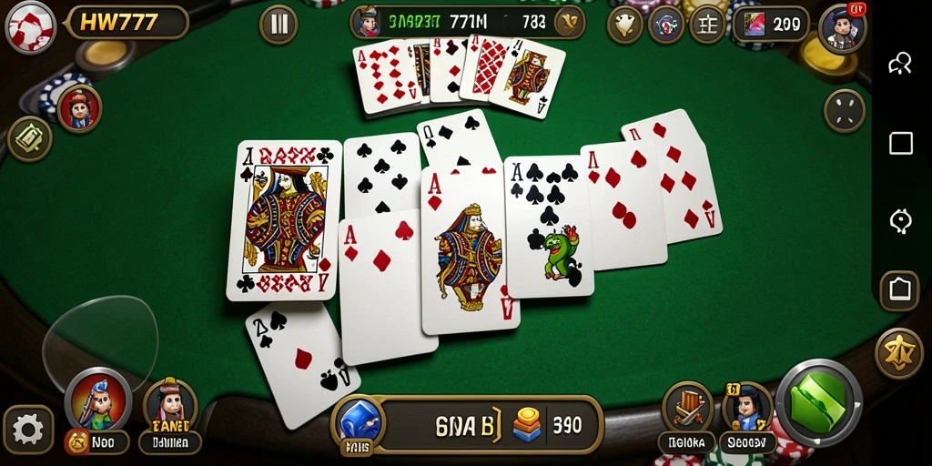 Screenshot utama HW777 menampilkan gameplay Domino yang menarik.