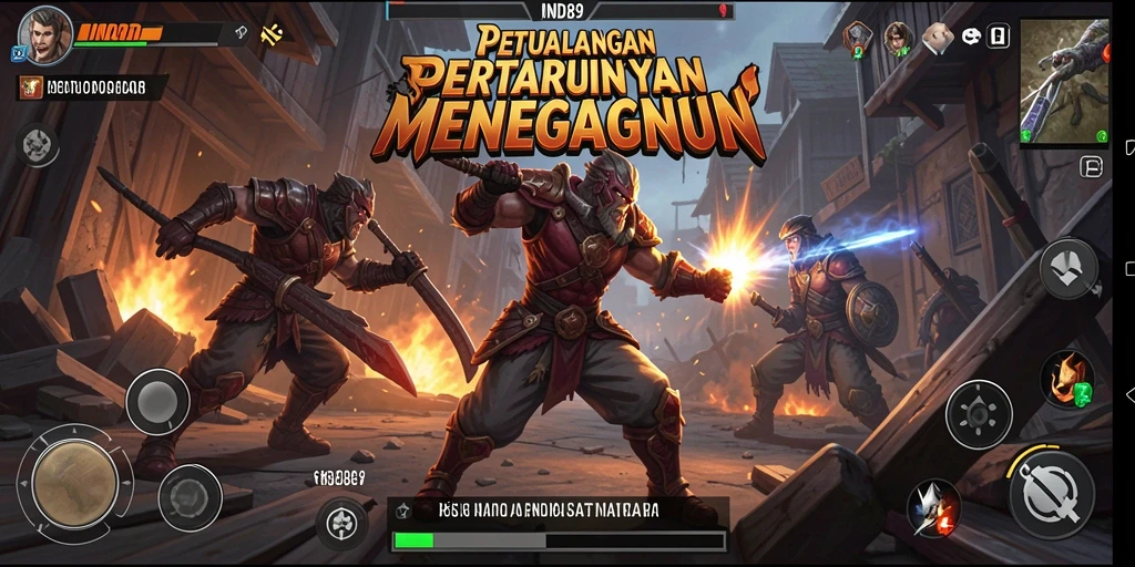 Screenshot menunjukkan pertarungan epik antara karakter dengan efek grafis yang menakjubkan.