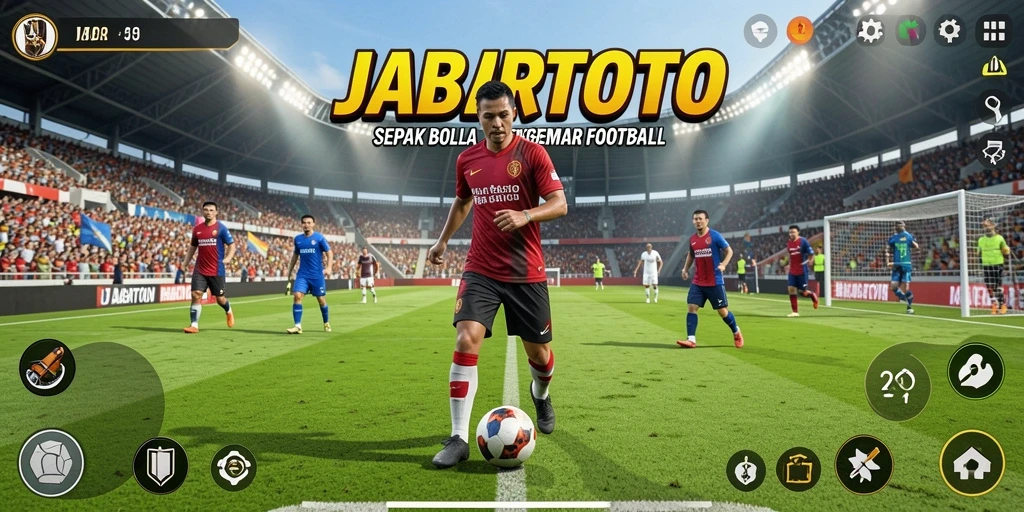 Tampilan gameplay JABARTOTO yang menampilkan aksi sepak bola.