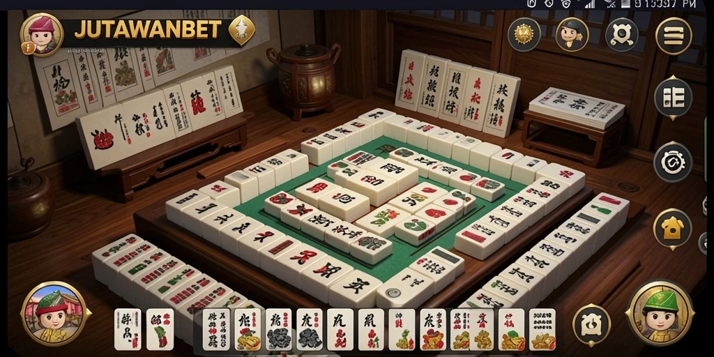 Screenshot utama JUTAWANBET menampilkan aksi seru permainan Mahjong.