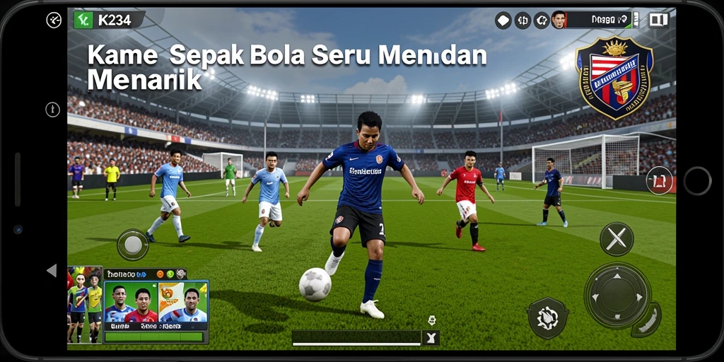 Tampilkan gameplay K234 yang mendebarkan dan kompetitif di dunia sepak bola.