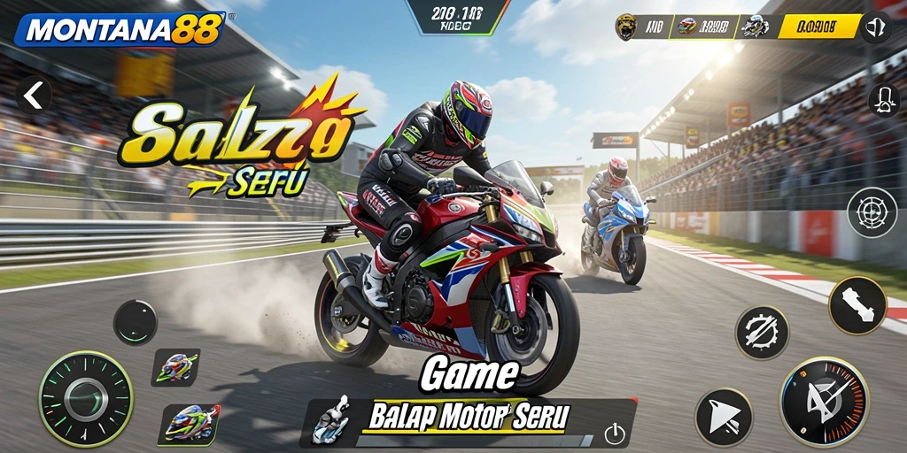 Tampilan gameplay seru MONTANA88 dengan balapan motor yang menegangkan.