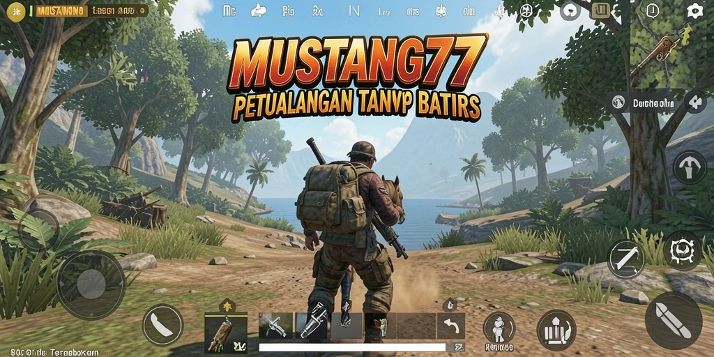 Tangkapan layar gameplay MUSTANG77 yang menampilkan eksplorasi dunia terbuka.
