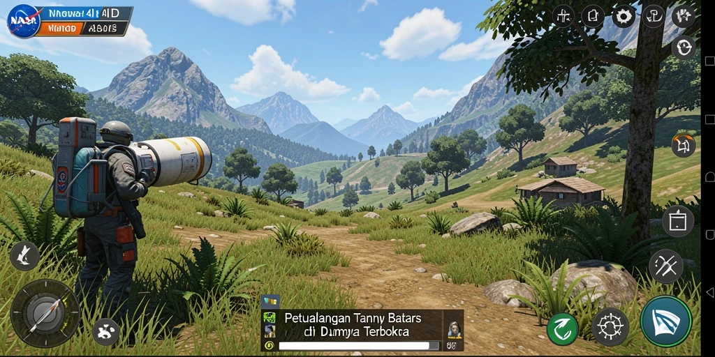 Tampilan gameplay menakjubkan di dunia terbuka NASA4D.