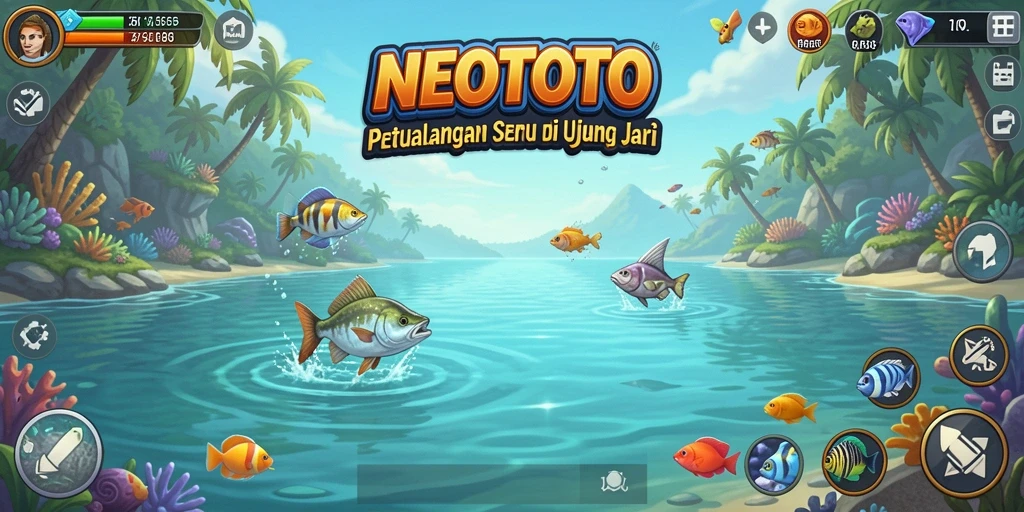 Gameplay seru NEOTOTO menampilkan aksi memancing yang mendebarkan.