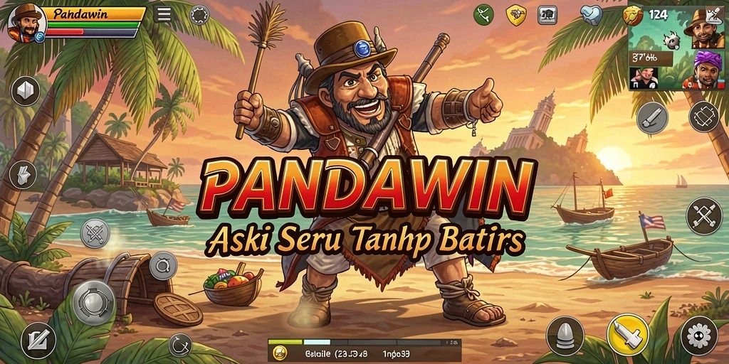 Tangkapan layar gameplay PANDAWIN yang menunjukkan aksi mendebarkan.