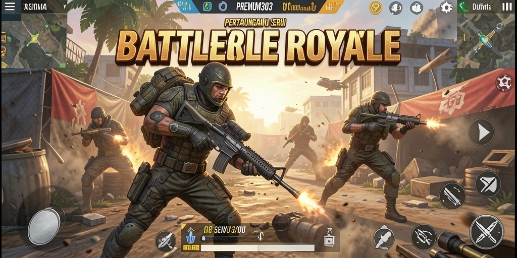 Tampilan gameplay PREMIUM303 dalam pertarungan Battle Royale yang seru.