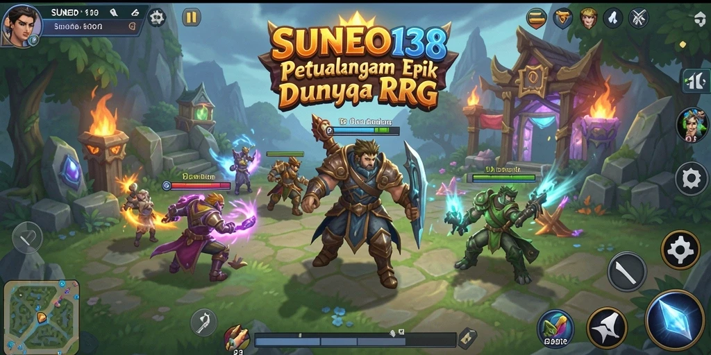 Tangkapan layar SUNEO138 yang menunjukkan petualangan seru dan pertarungan strategis.