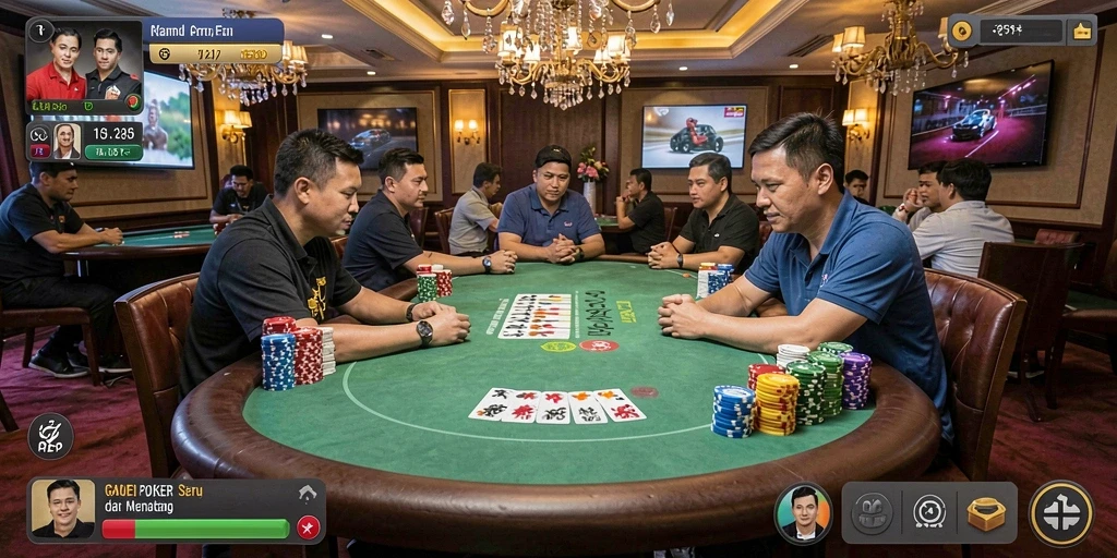 Screenshot TOGELUP menampilkan gameplay Poker yang seru dan interaktif.